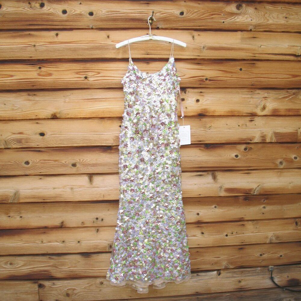 MAC DUGGAL 6153 Multicolor Sleeveless Floral Paillette Embellished Mesh Gown - Picture 7 of 15